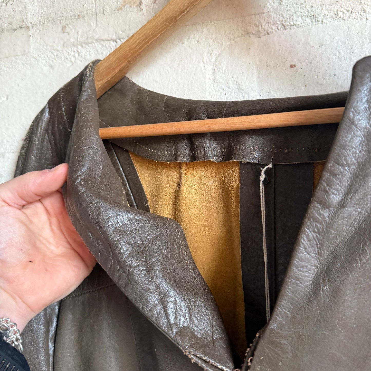 1970s Brown Leather Unusual Tunic Jacket