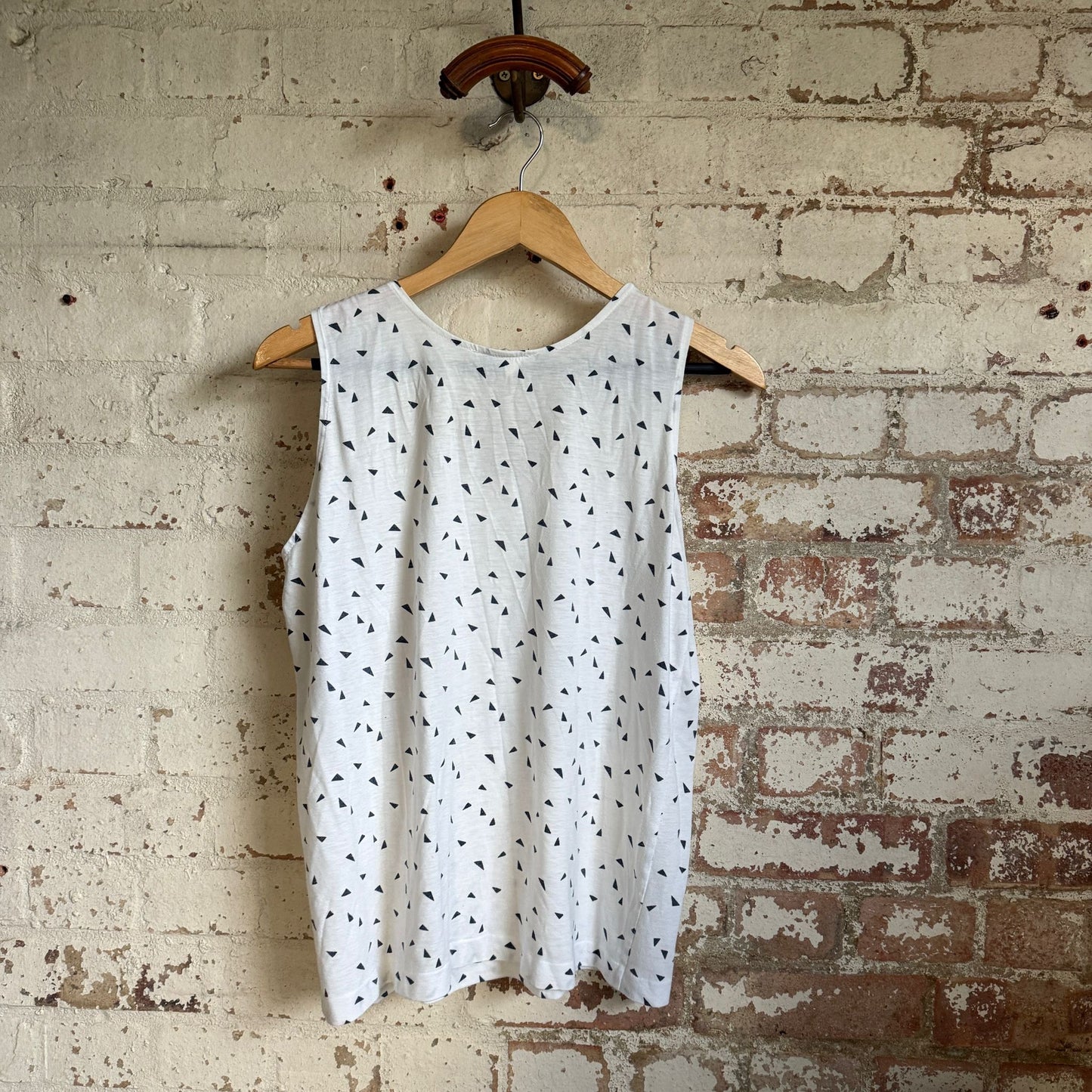 1970s White Print Cotton Vest Top