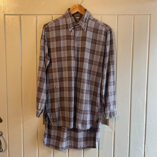 1970s Checkered French Work Button Shirt