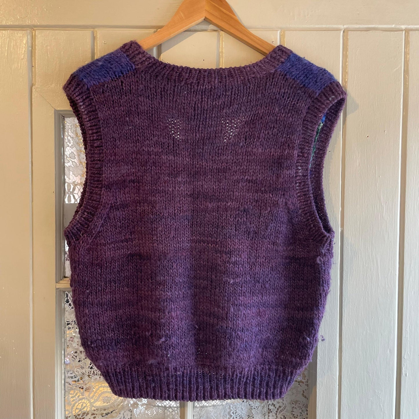 1980s Purple Wool Knitted Tank Top Jumper