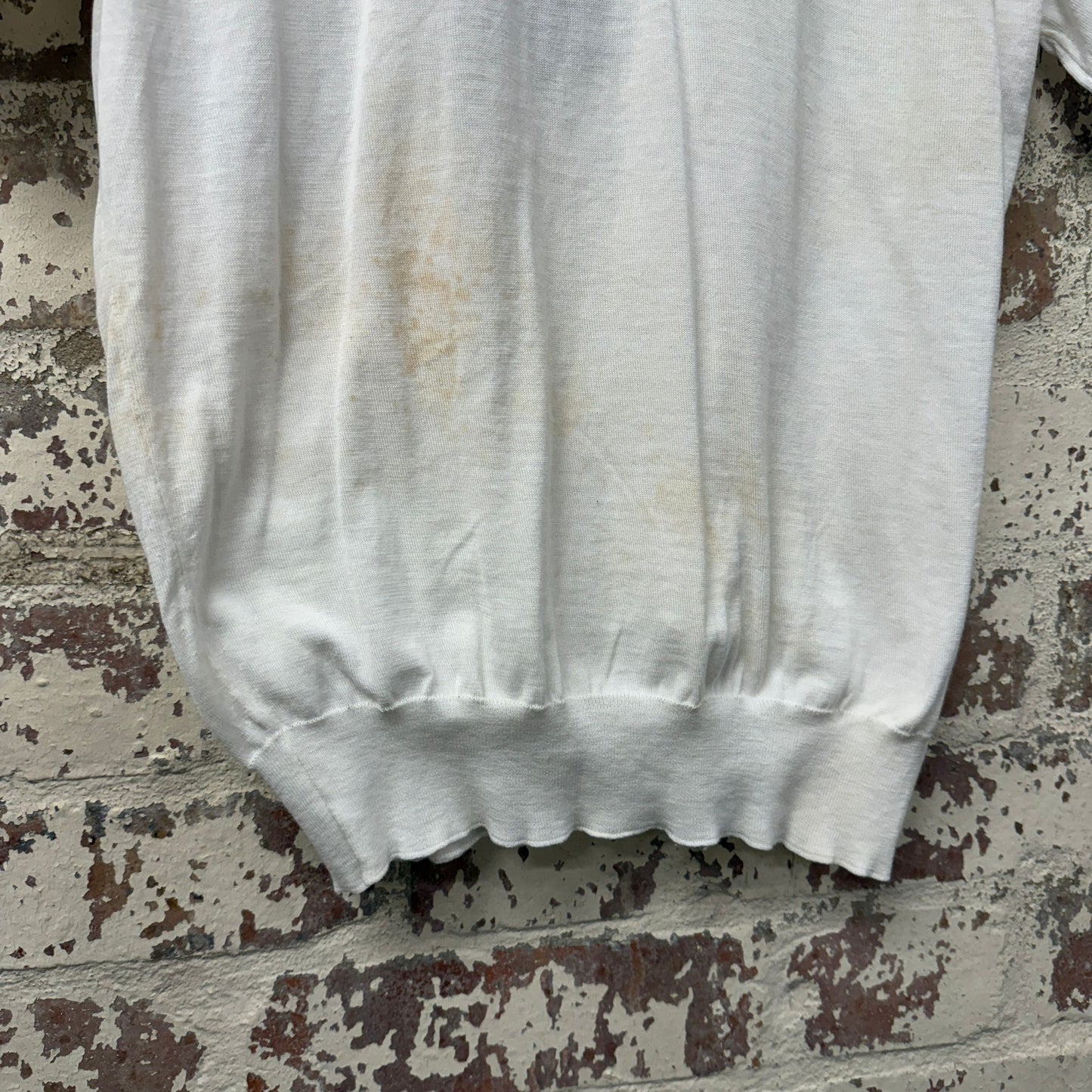 1970s White Merino Knitted Polo Shirt