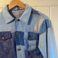 1970s Blue Patchwork Denim Trucker Jacket Coat