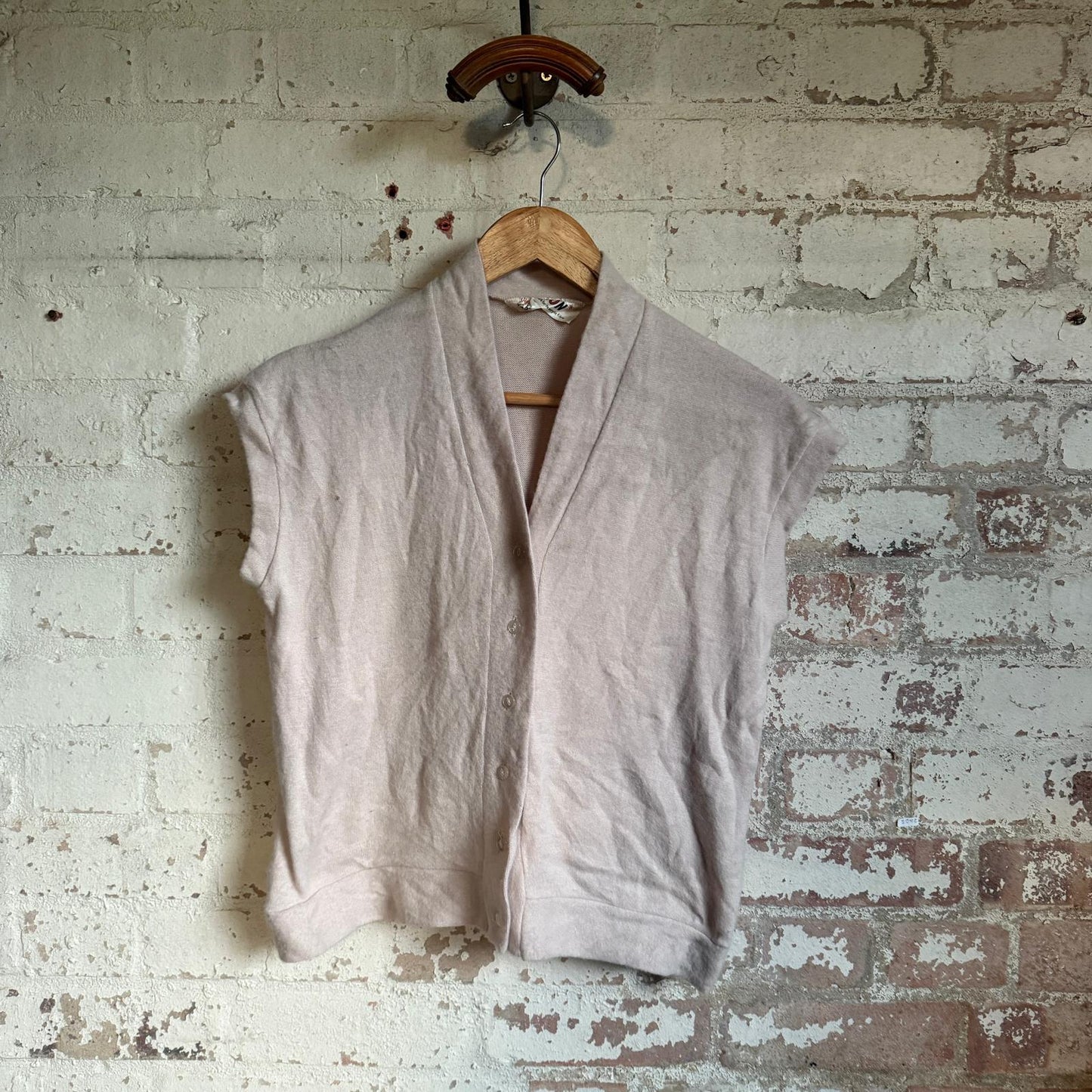 1950s Beige Knitted british button Top