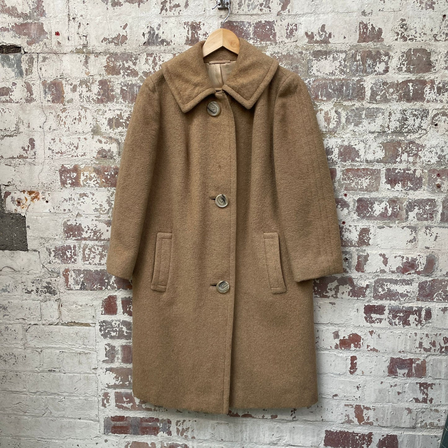 Vintage 1960s Beige Camel Long Jacket Coat