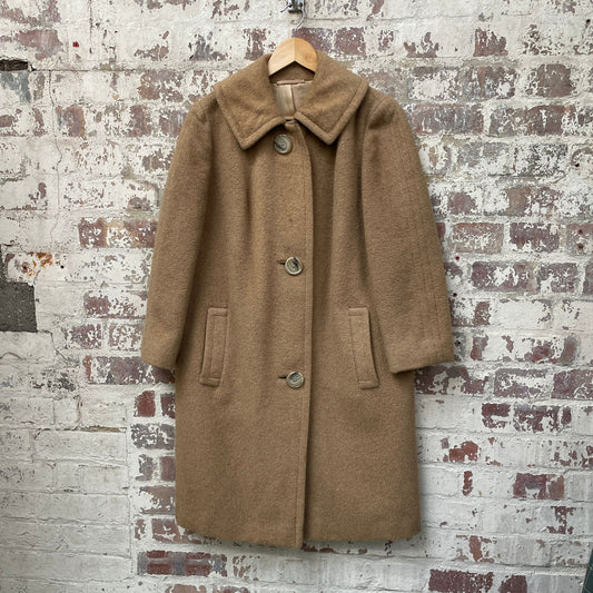 Vintage 1960s Beige Camel Long Jacket Coat