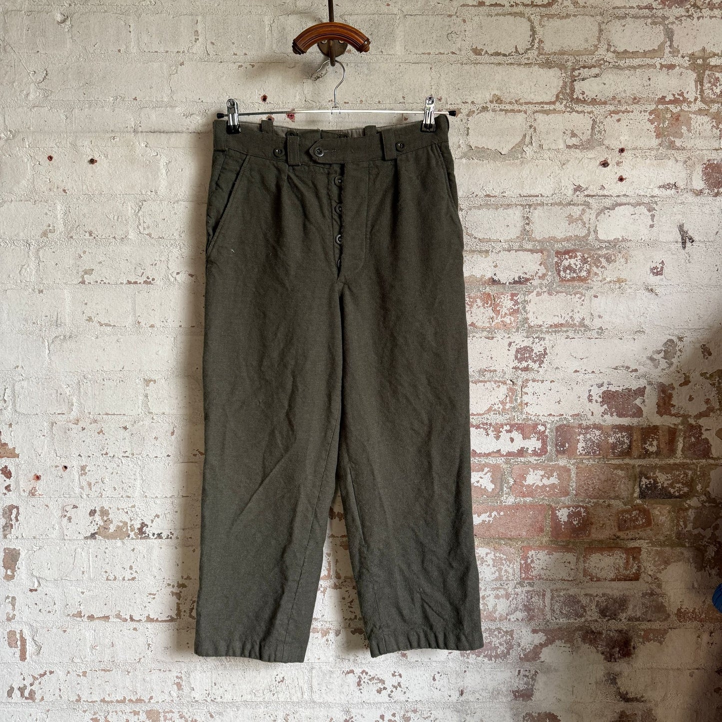 1960s Green Wool Military  Trousers