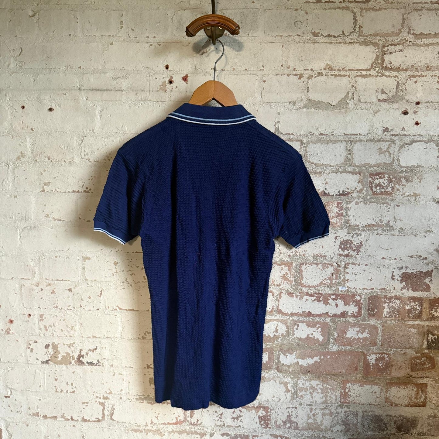 1960s Navy British Timex Patterned Polo Shirt