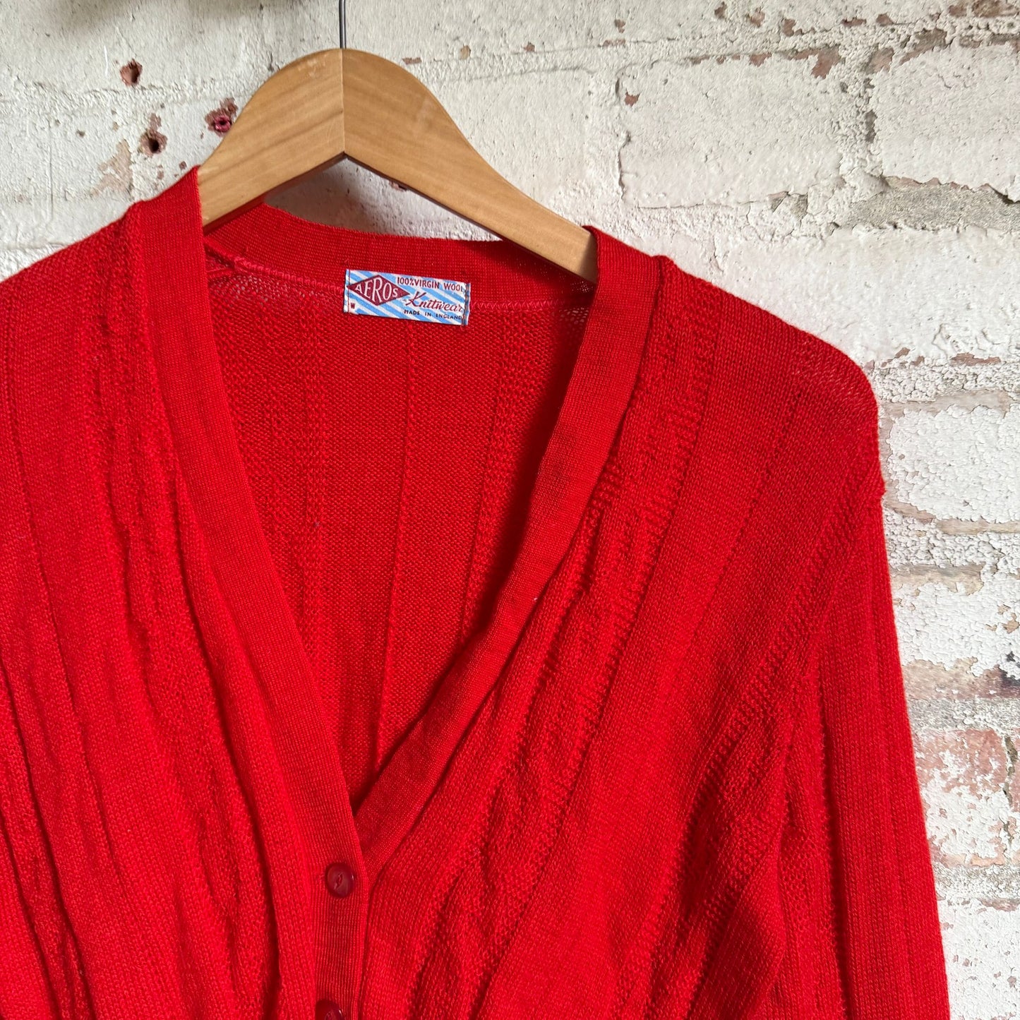 1950s Red Knitted Cardigan Jumper