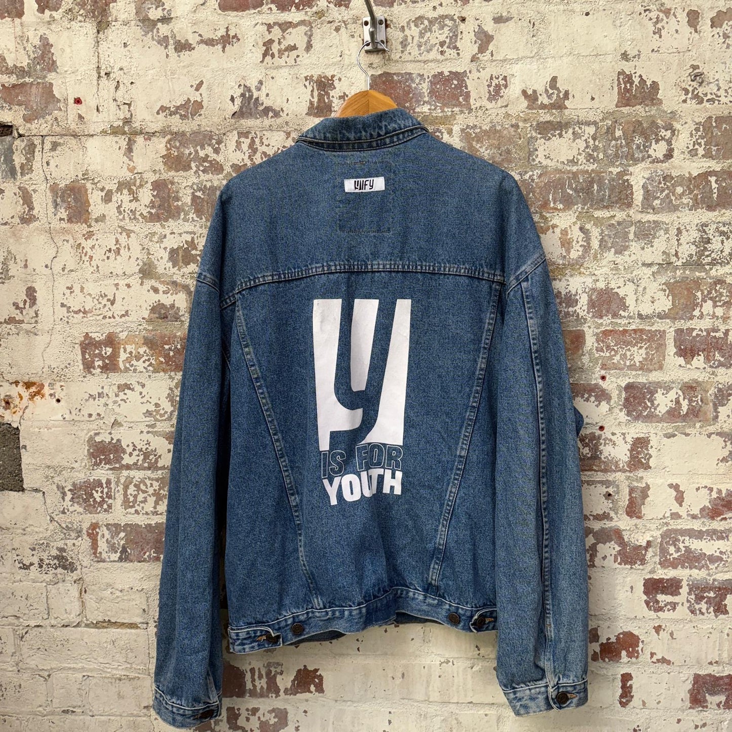 1990s Blue Denim Print Jacket