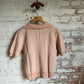 1970s Peach Italian Knitted Striped Polo Shirt Top