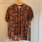 1960s Brown Patterned Rayon Button Shirt