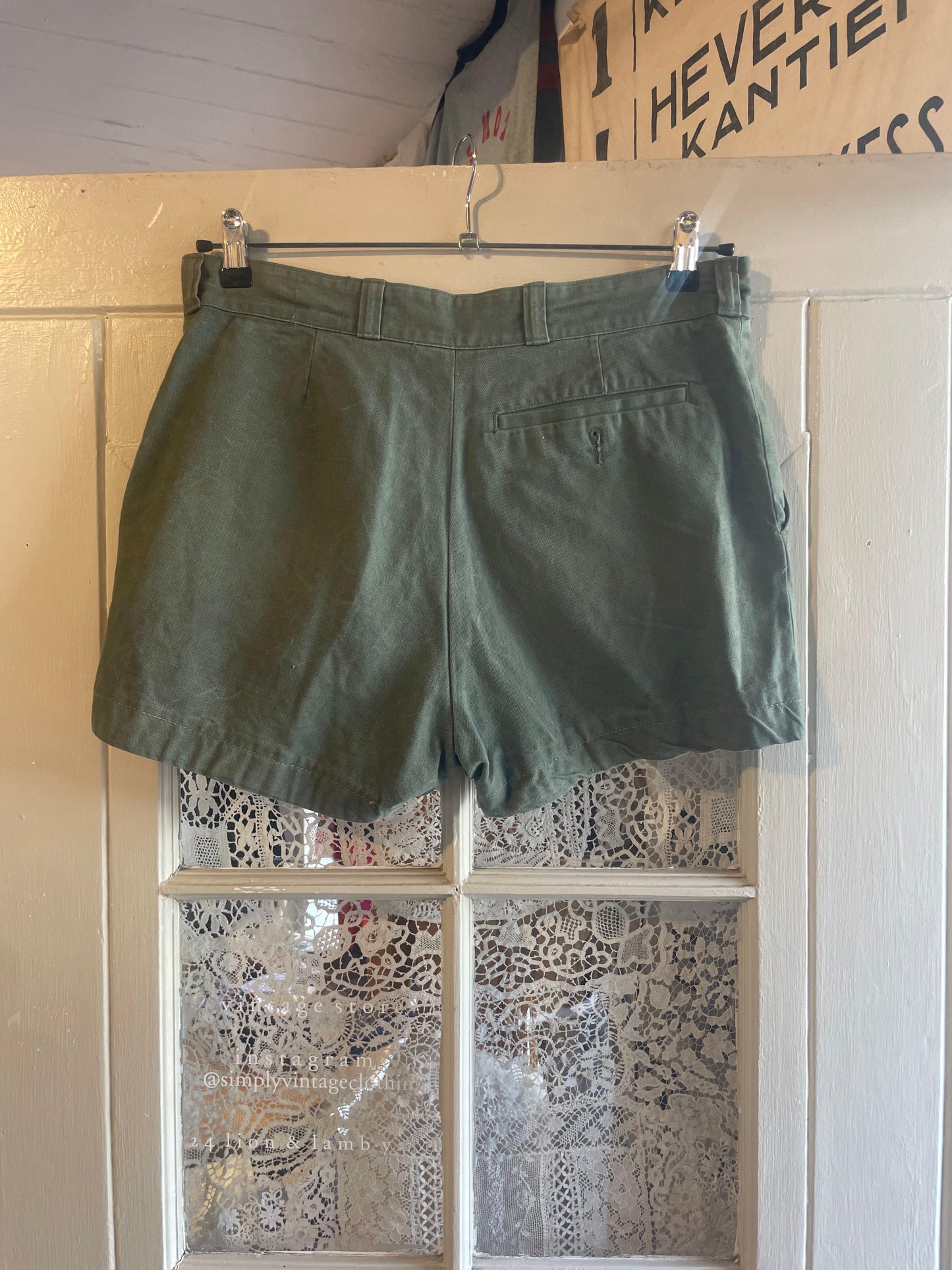 1960s Green Dutch Military Khaki Drill Shorts