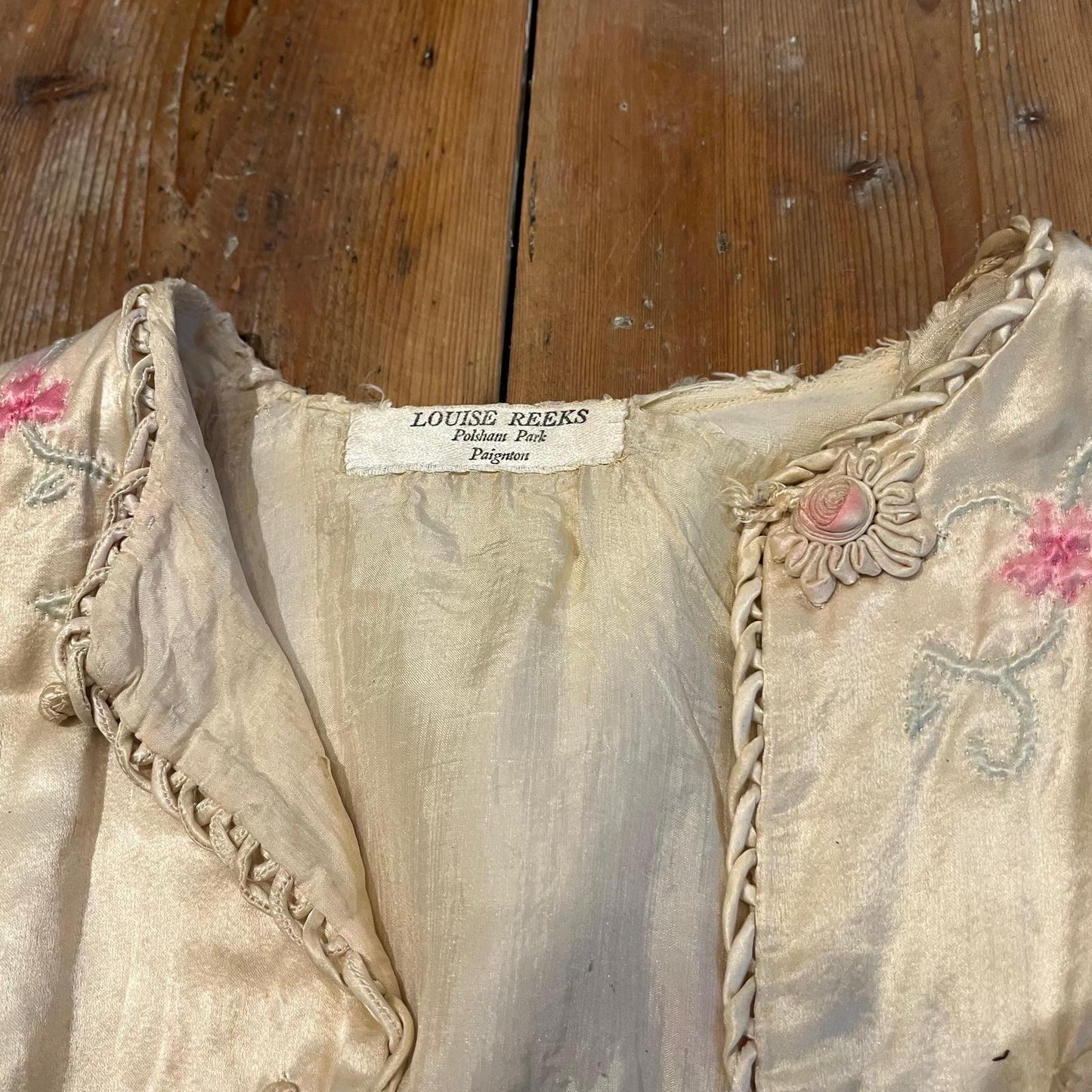 1940s Silk Satin Embroidered Jacket Coat