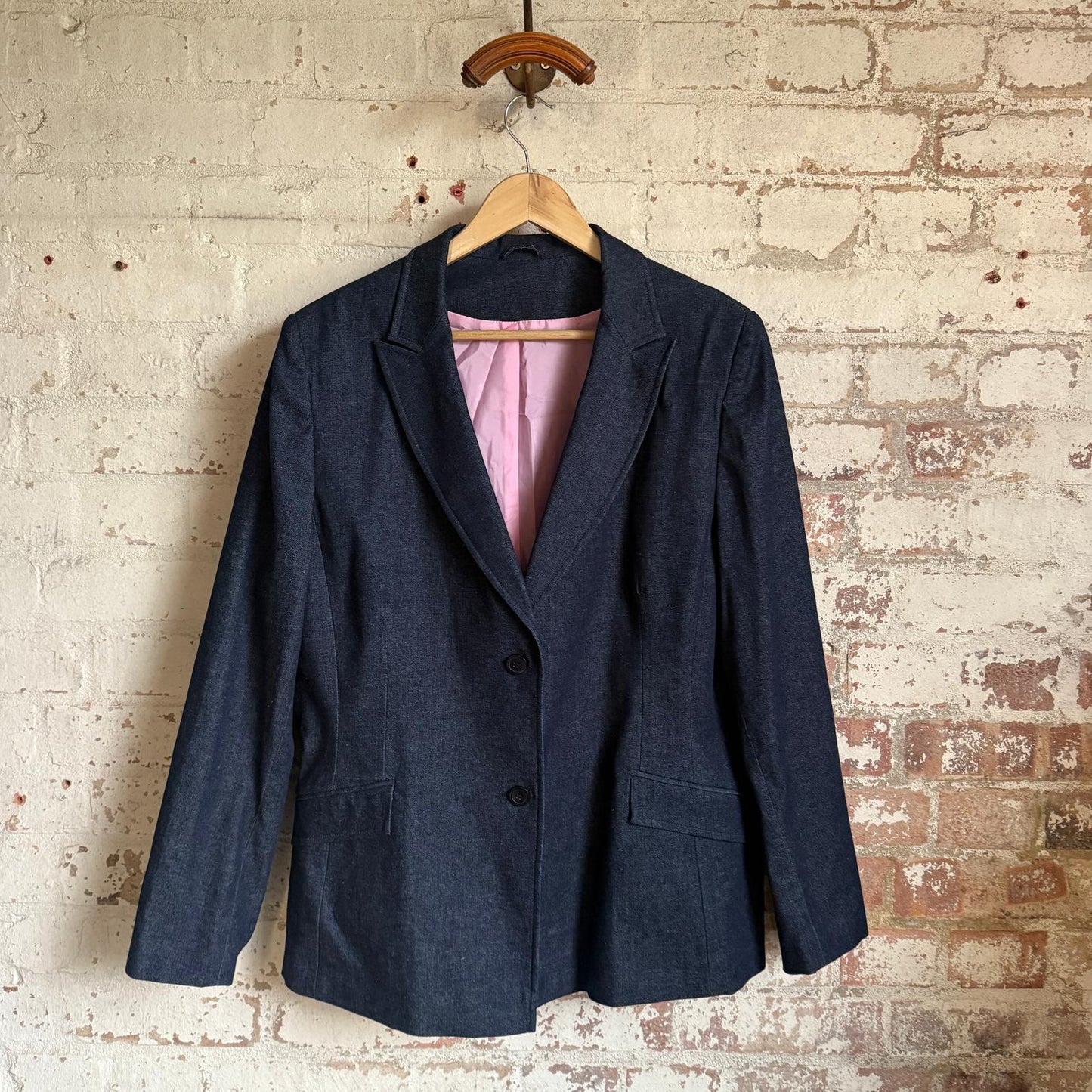 1990s Y2K Denim Dorothy Perkins Navy Blazer Jacket