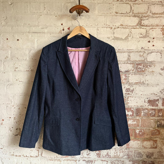 1990s Y2K Denim Dorothy Perkins Navy Blazer Jacket