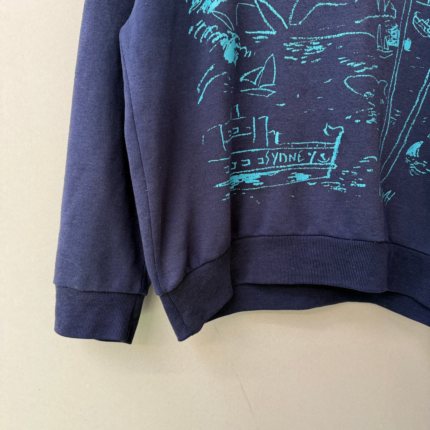 1980s Navy Graphic Raglan Sweatshirt