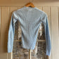 1970s Blue Striped Knitted Button Long Sleeve Top