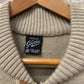 1970s Beige Italian Knitted Suede Zip Up Track Top Jumper