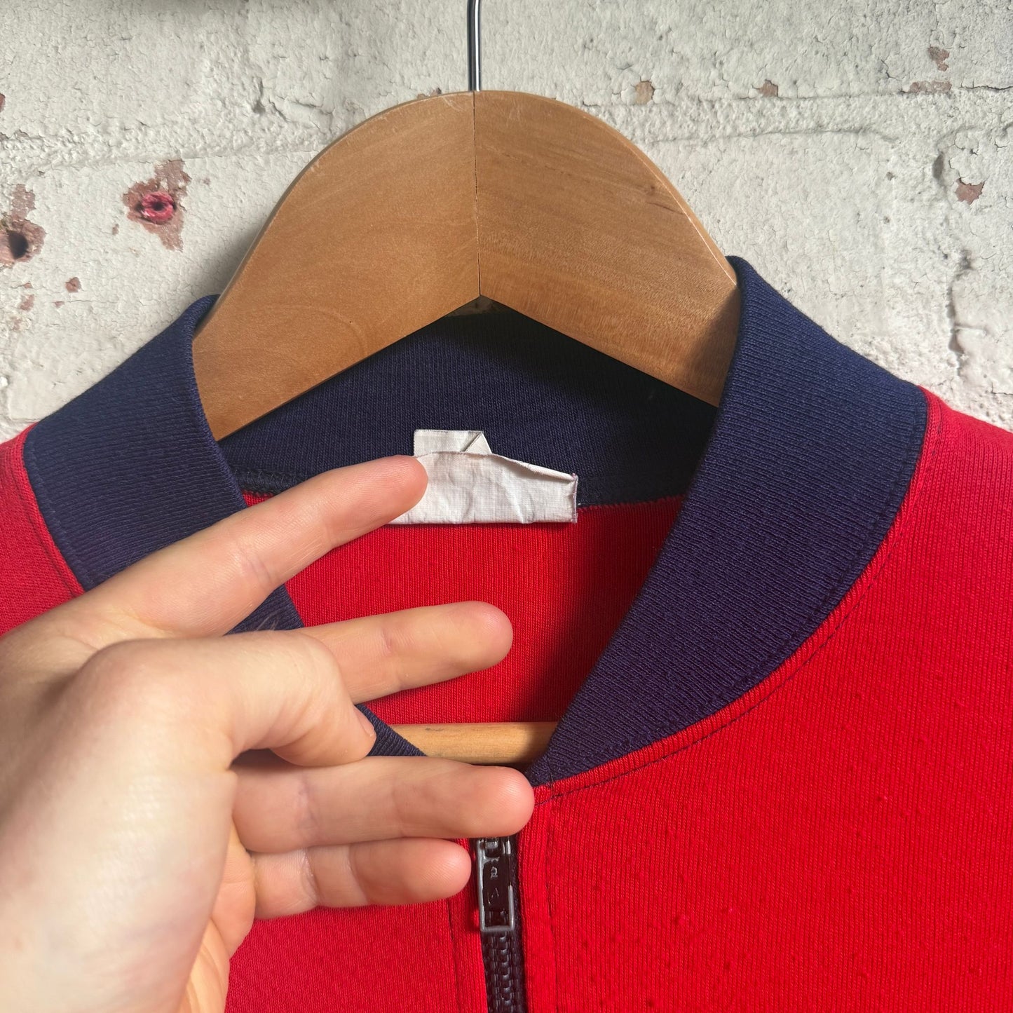 1970s Red and Navy Zip Up Track Jacket