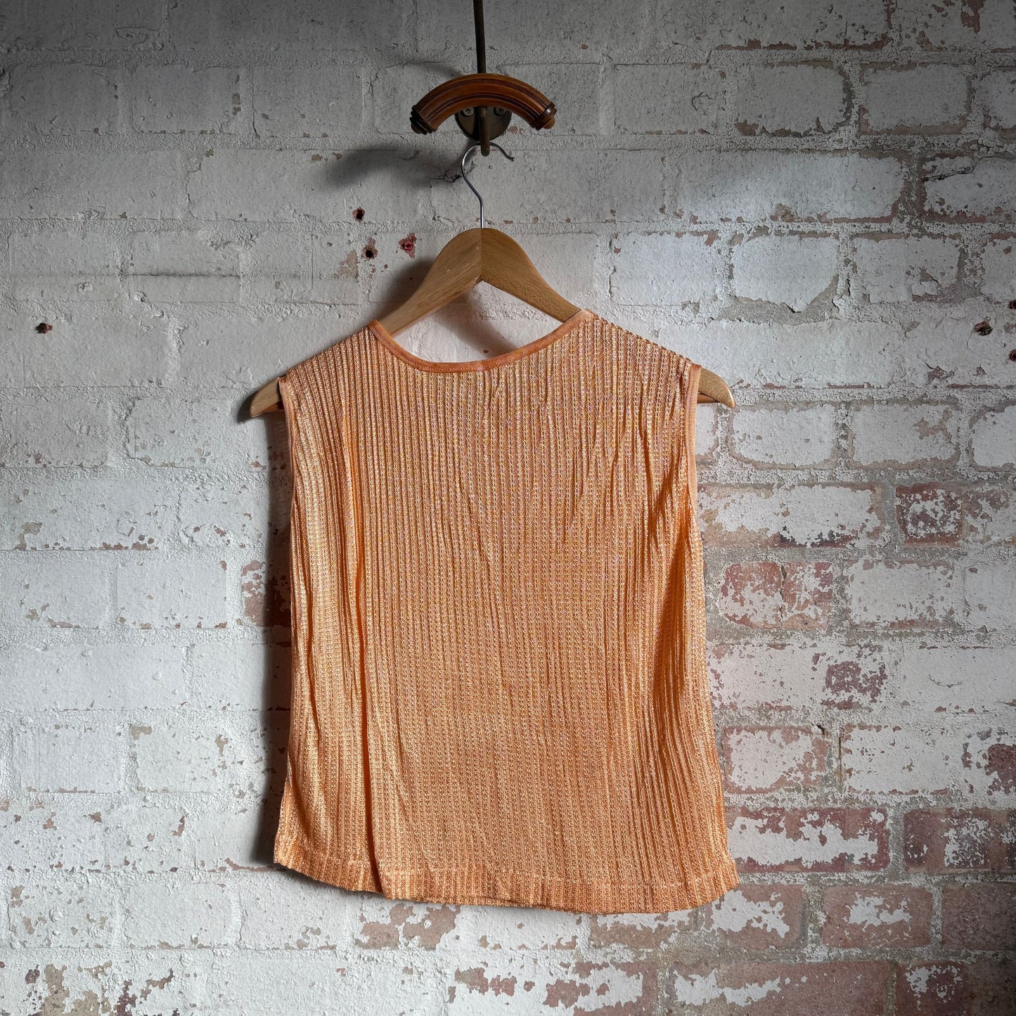 1960s British Rayon Orange Vest Blouse