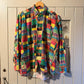 1980s Multicoloured Patchwork Long Sleeve Button Up Shirt