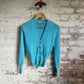 1950s Blue Sun Faded Wool Knitted Cardigan Jumper