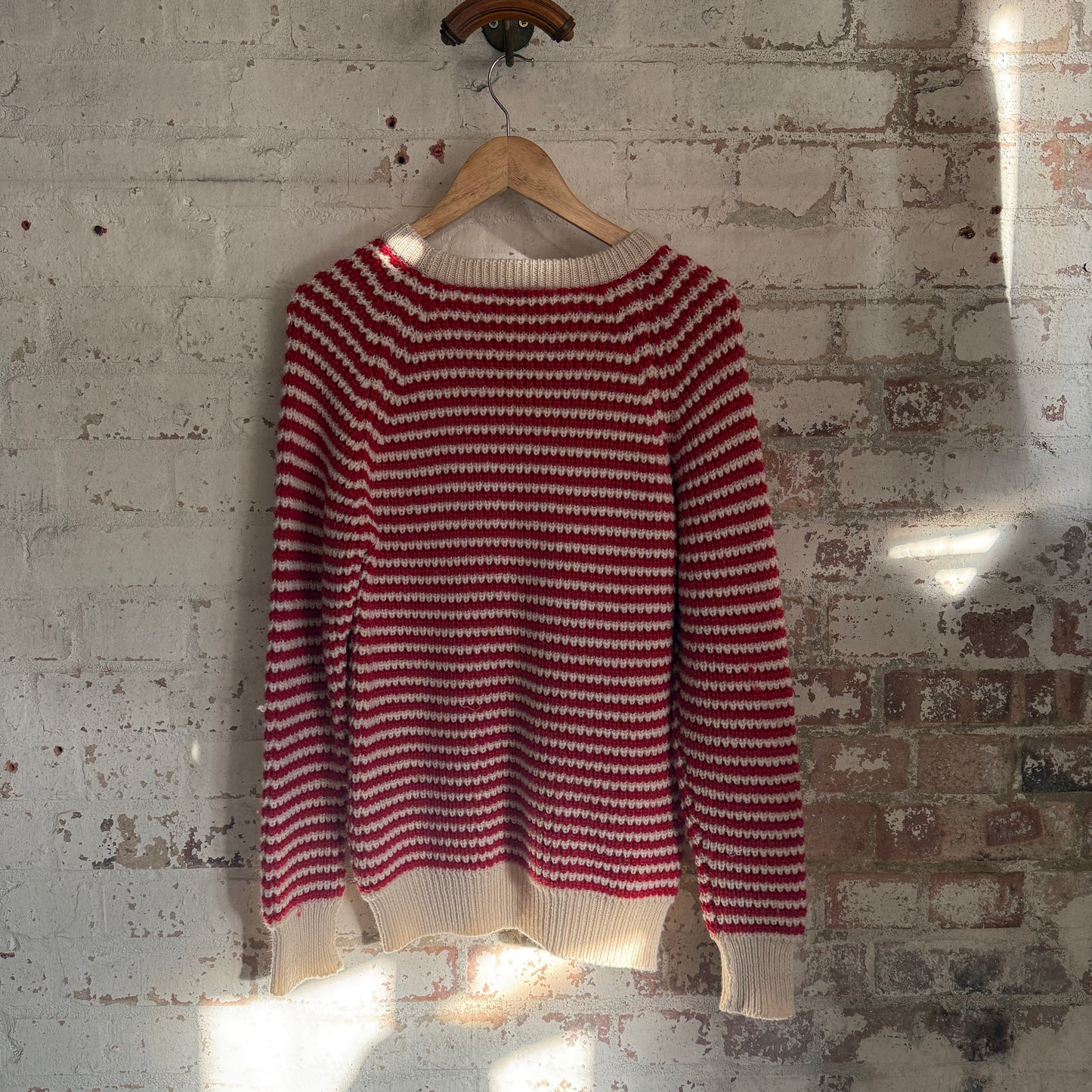 1960s Red Wool Knitted British Fisherman Jumper