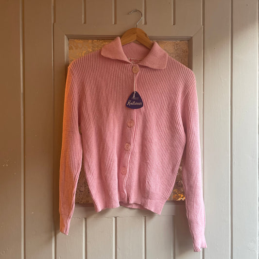 1950s Pink Knitted Cardigan Jumper