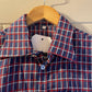 1970s Blue and Red Checkered Button  Shirt
