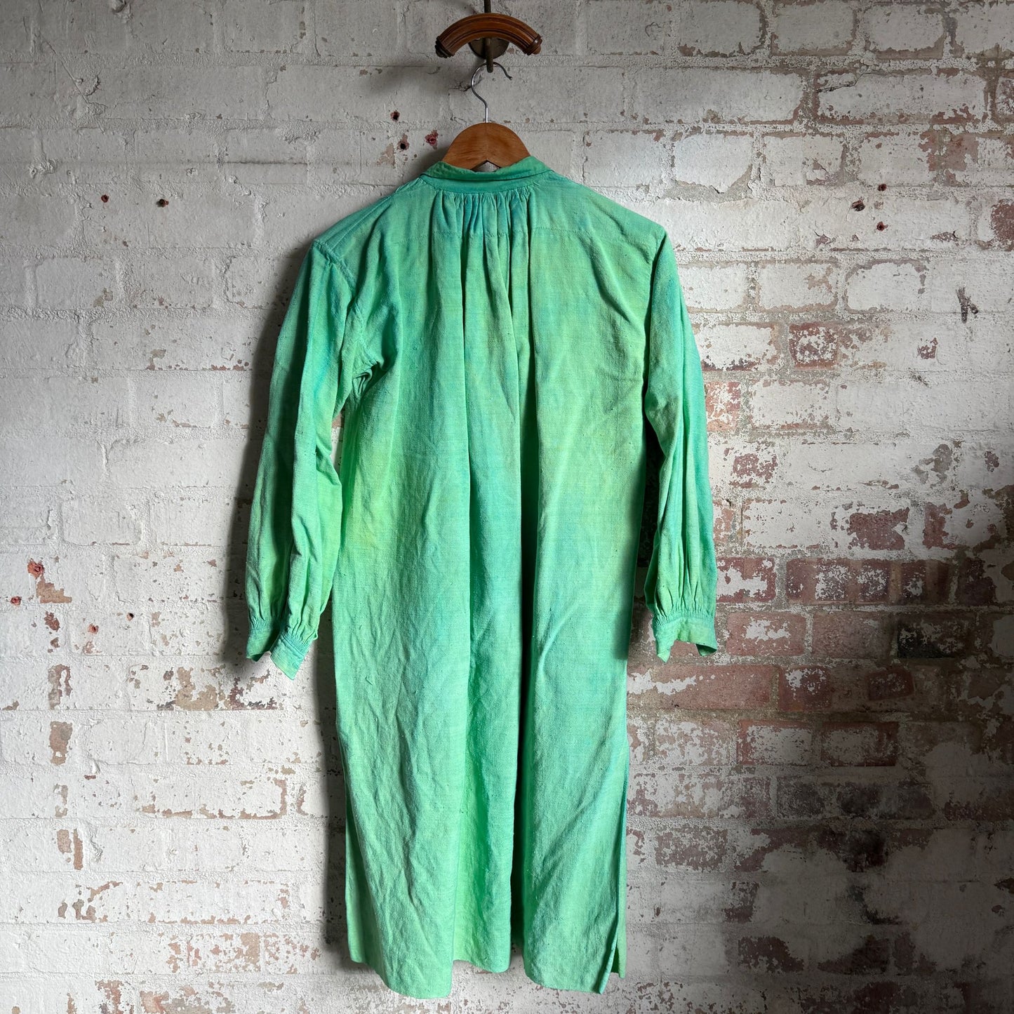 1920s 1930s Over Dyed French Linen Smock Dress Shirt