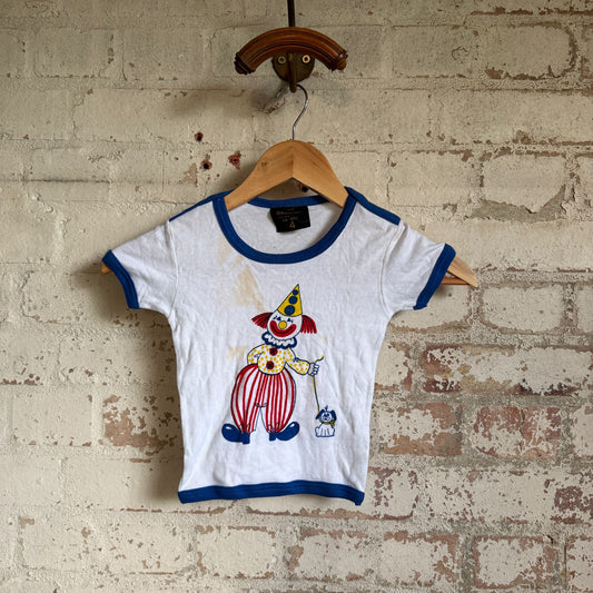 1970s White Clown Graphic Kids T-shirt