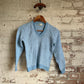 1970s Light Blue Knitted V-Neck Jumper
