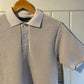 1970s Beige Netting Knitted Polo Shirt Top