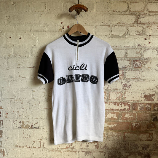 1970s White Embroidered Cycling Jersey Shirt