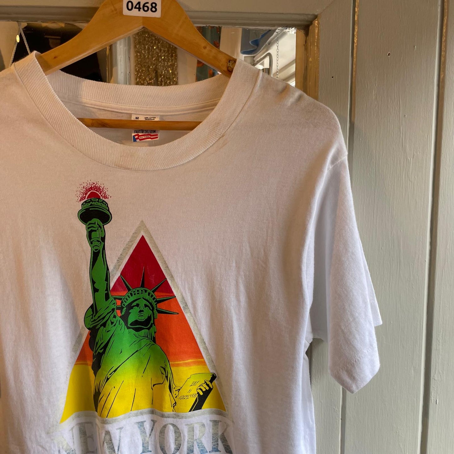 1990s White Statue of Liberty Graphic T-shirt