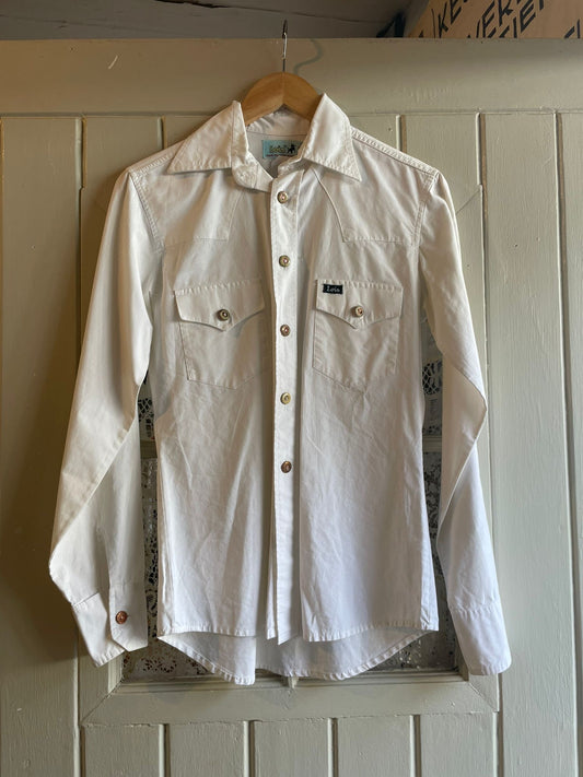 1980s White Western Cotton Lois Shirt