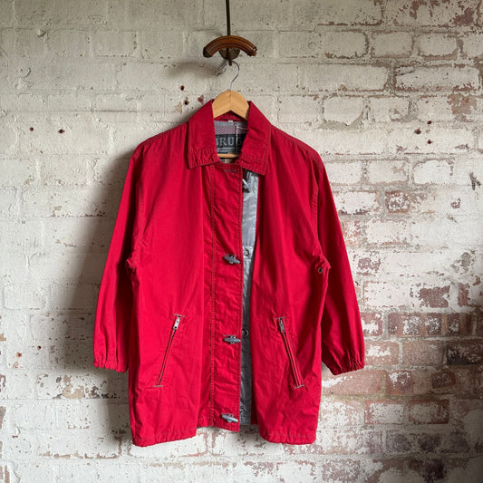 1990s Red Toggle Fireman Style Jacket