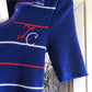 1970s Blue Stripe Italian Knitted Polo SHirt