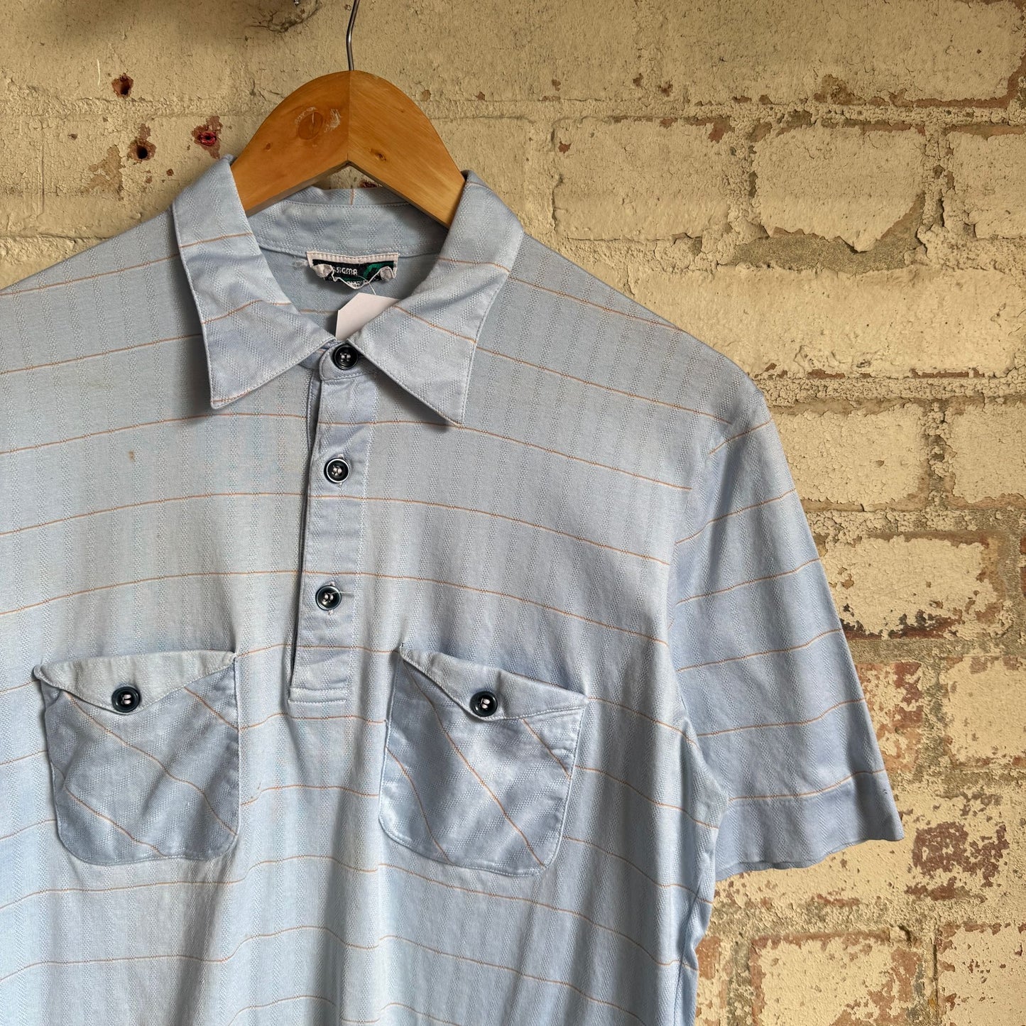 1970s Italian Blue Pocket Polo Shirt