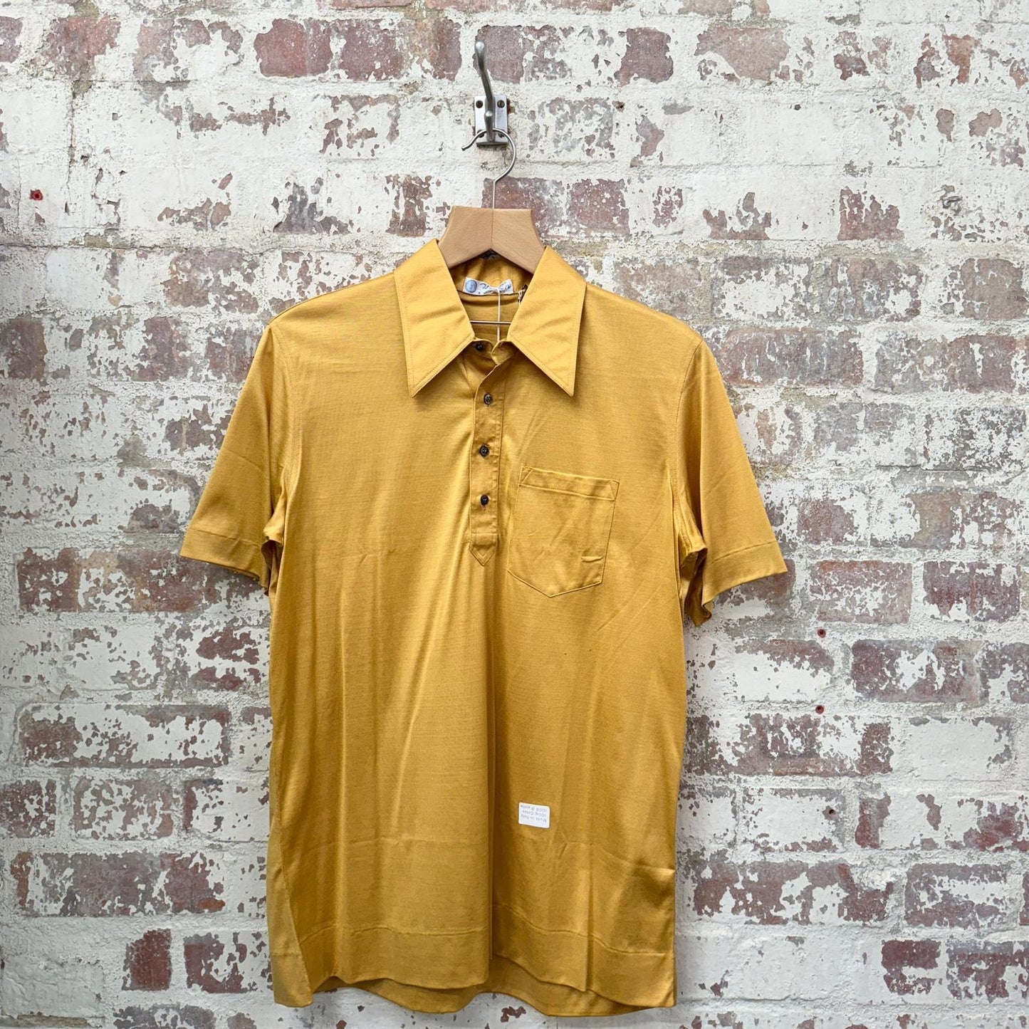 1970s Yellow Italian Button Up Shirt