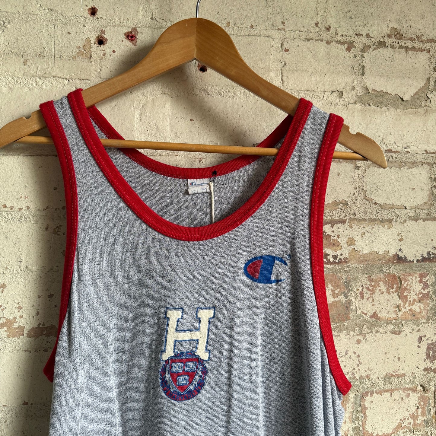 1970s Grey Harvard College Champion Graphic Vest