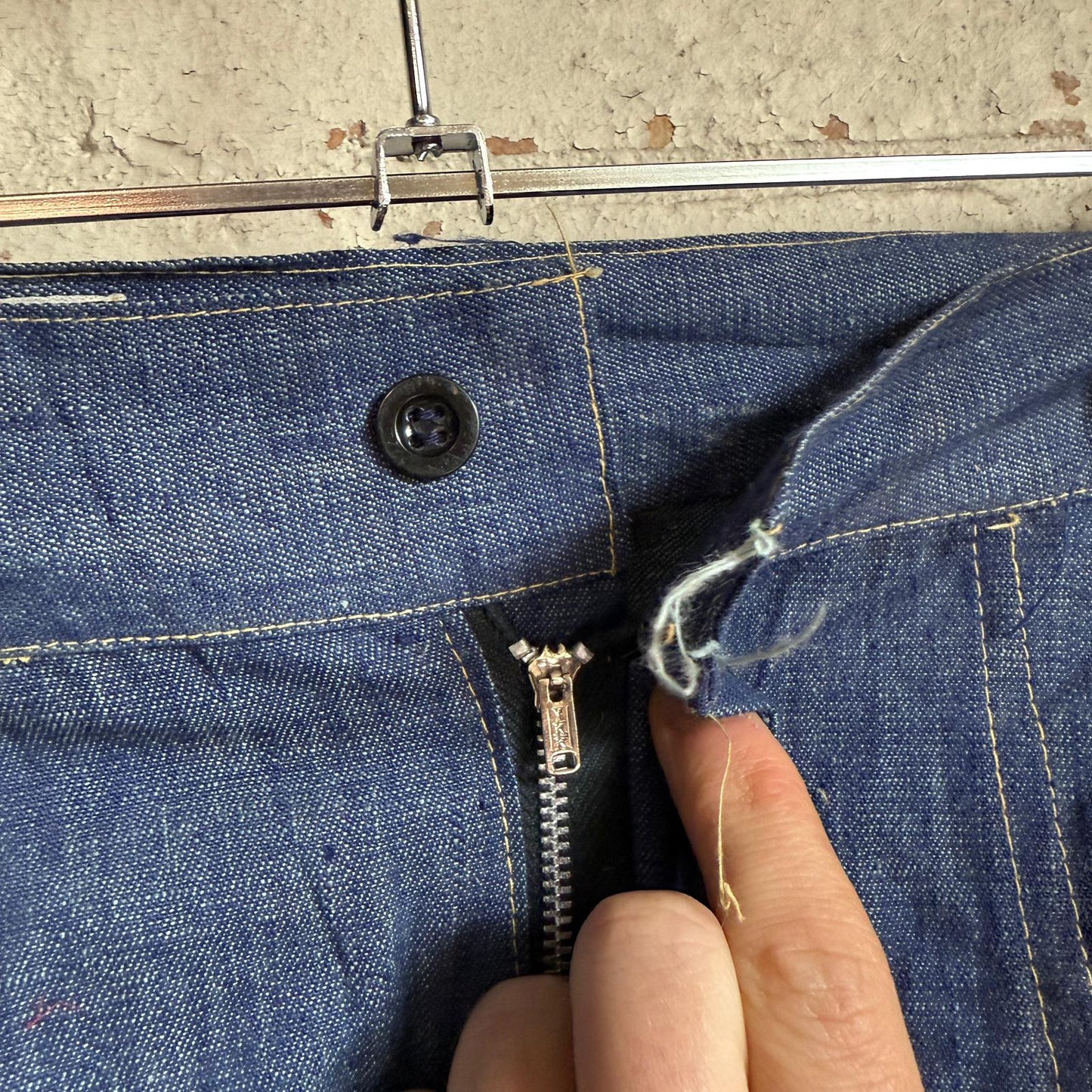 1950s Unusual Blue Cotton Denim Trousers