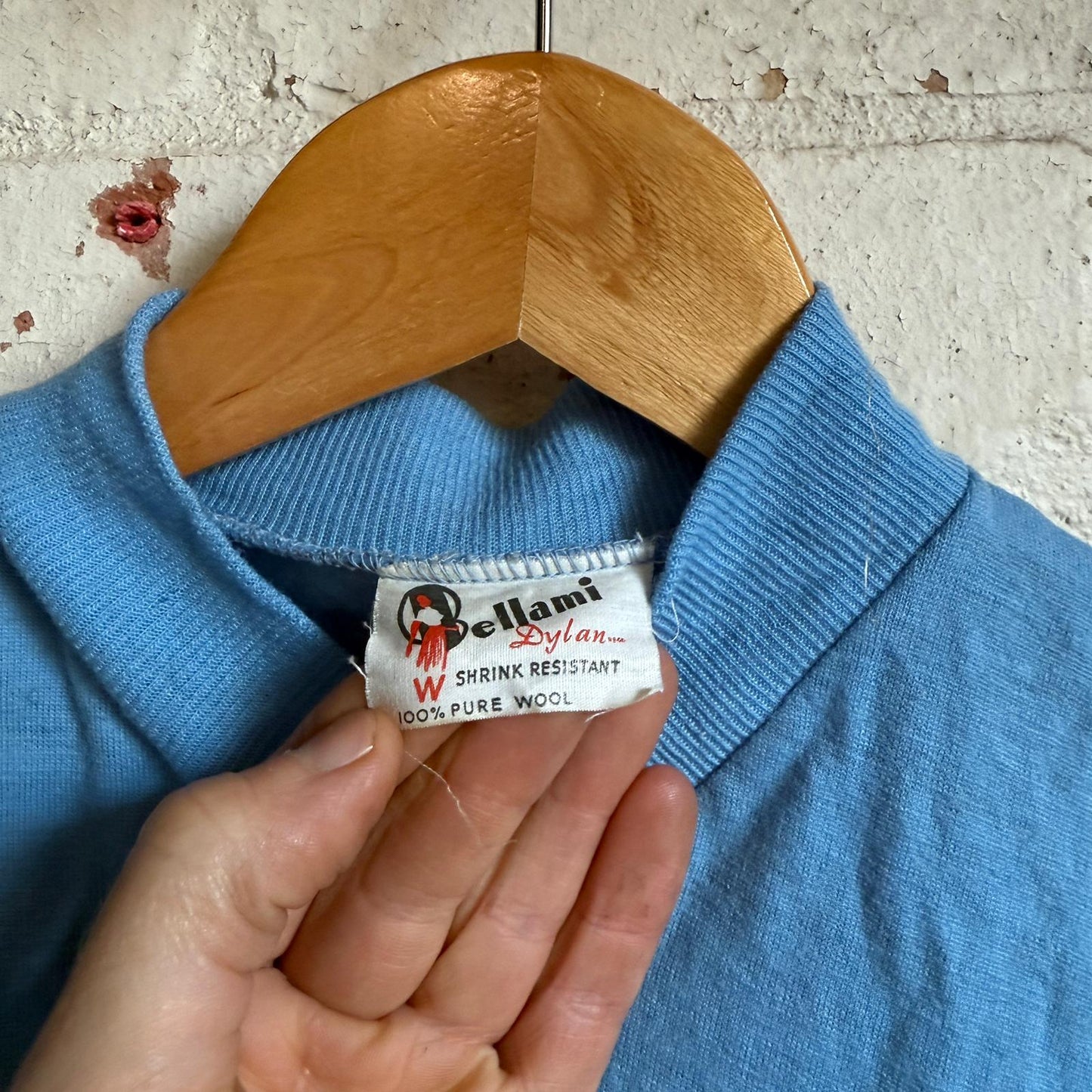 1950s Baby Blue V Neck Top Blouse