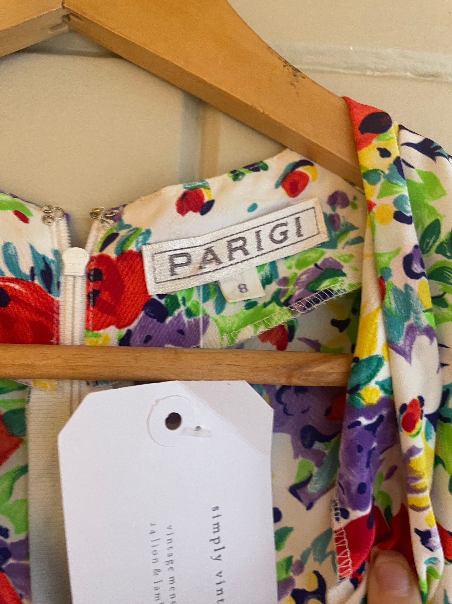 1990s Floral Silk Italian Dress