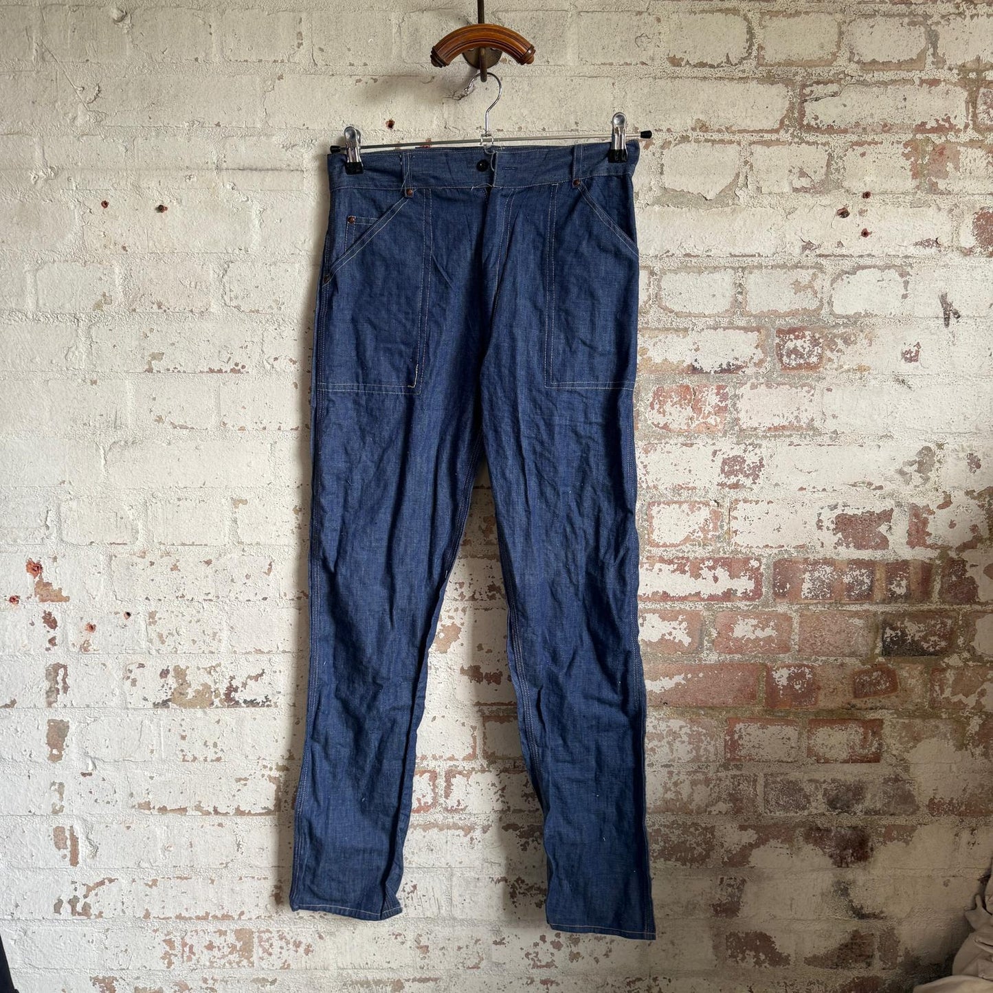 1950s Unusual Blue Cotton Denim Trousers