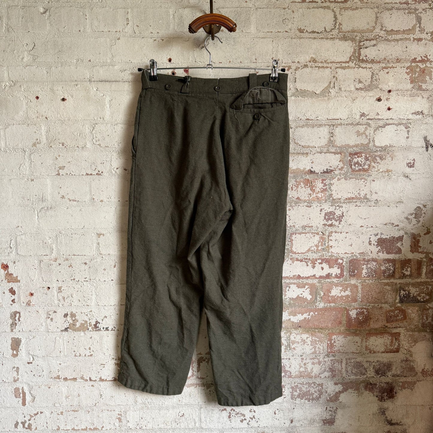 1960s Green Wool Military  Trousers
