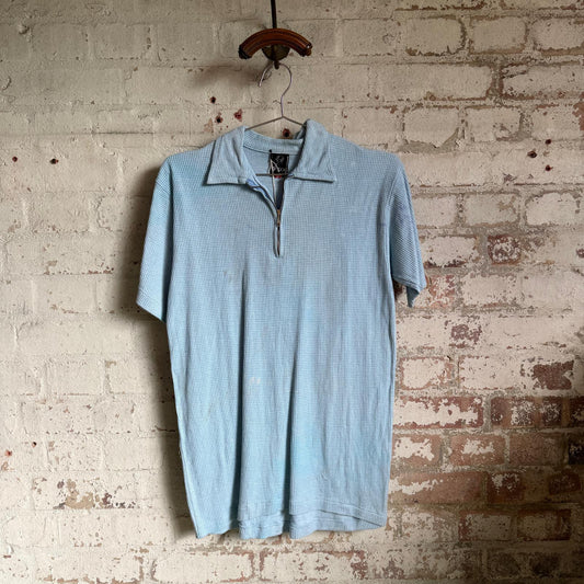 1960s Baby Blue British Leisure Zip Polo Shirt