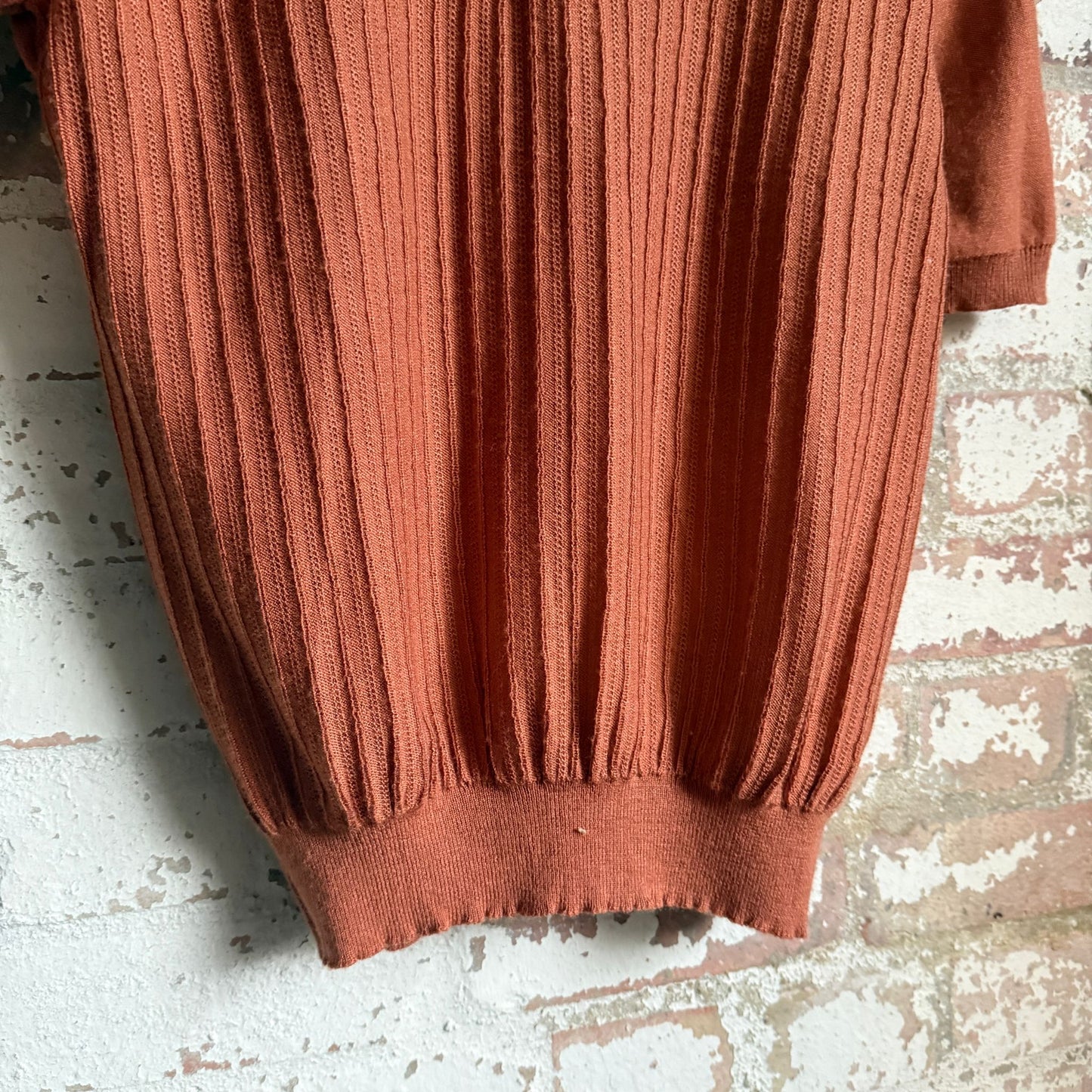 1970s Burnt Orange Italian Knitted Polo Shirt