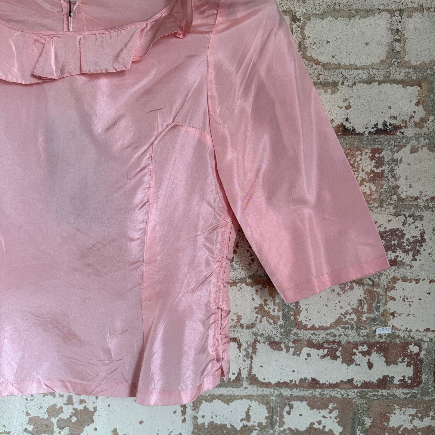 1960s Pink Silk Zip Blouse