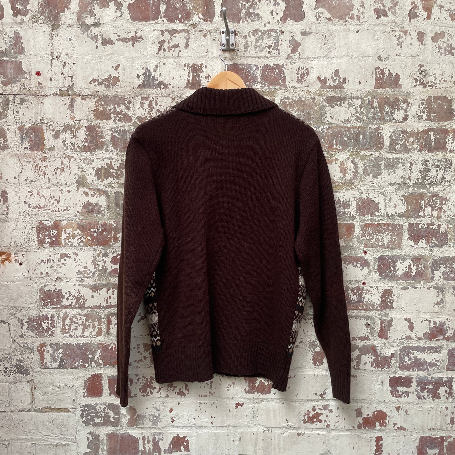 Vintage 1970s 1980s Brown Knitted Cardigan Jumper